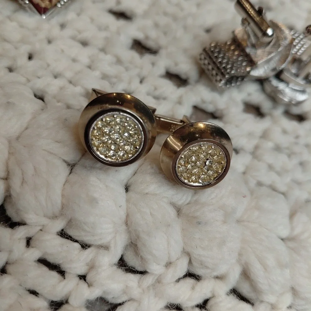 Vtg Lot 2 Swank & 1 Hickok Cufflinks Mesh Wrap Blue Cabochon Luxury‎ Designer
